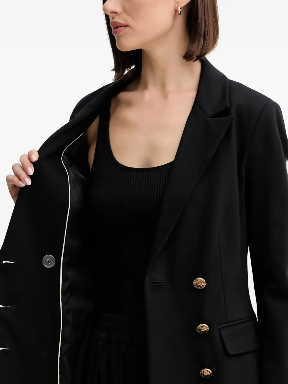 Guess Usa Buttoned Double-breasted Blazer In Black