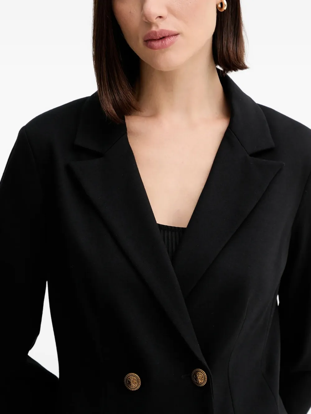 Guess Usa Buttoned Double-breasted Blazer In Black
