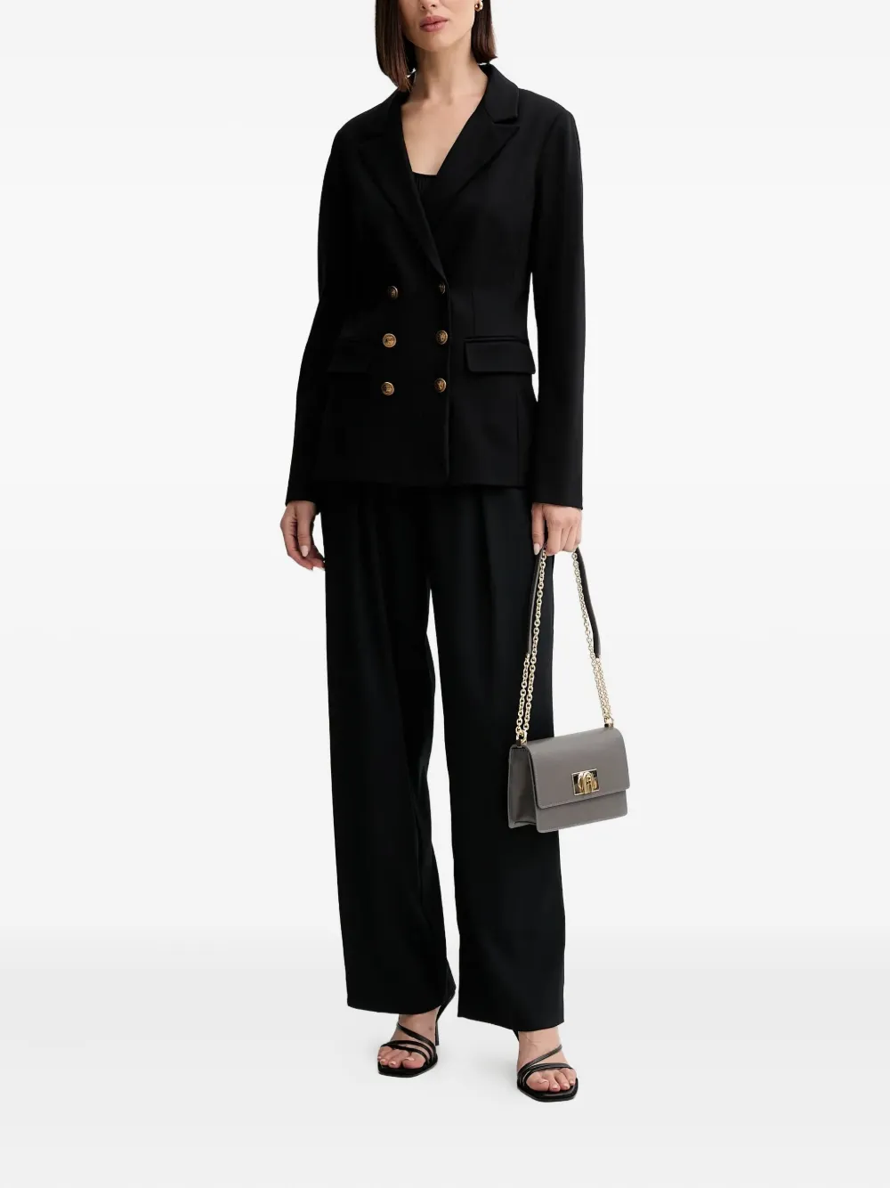 Guess Usa Buttoned Double-breasted Blazer In Black