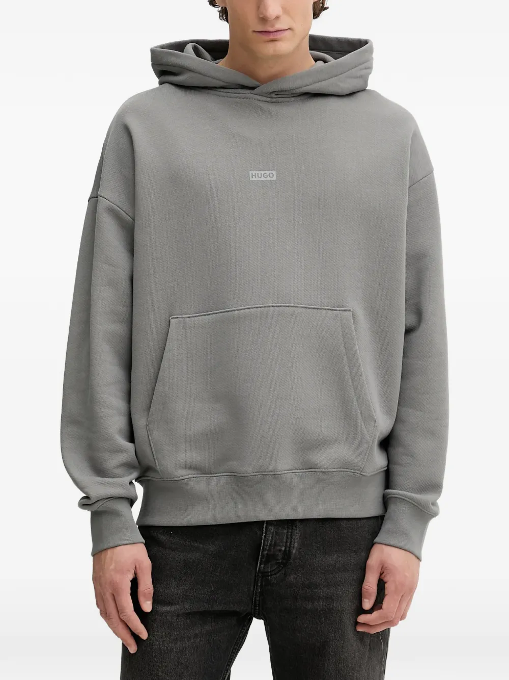 HUGO logo-print hoodie | Grey | Image 1