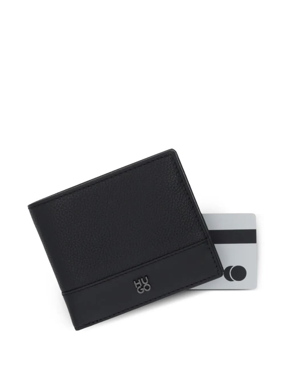 HUGO Portemonnee met logoplakkaat Zwart