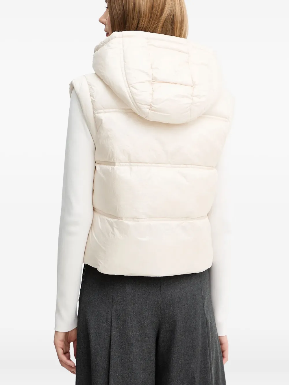 Guess Usa Hooded Padded Gilet In White