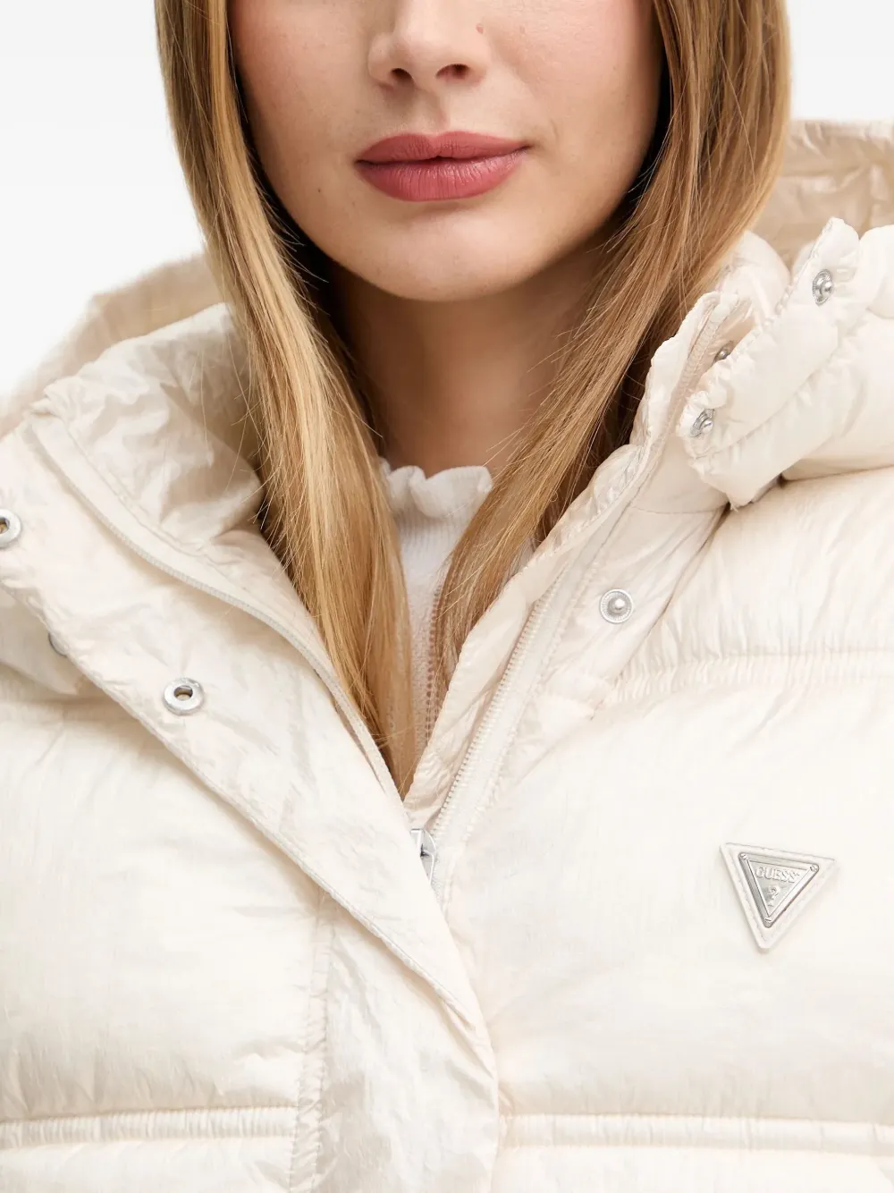 Guess Usa Hooded Padded Gilet In White