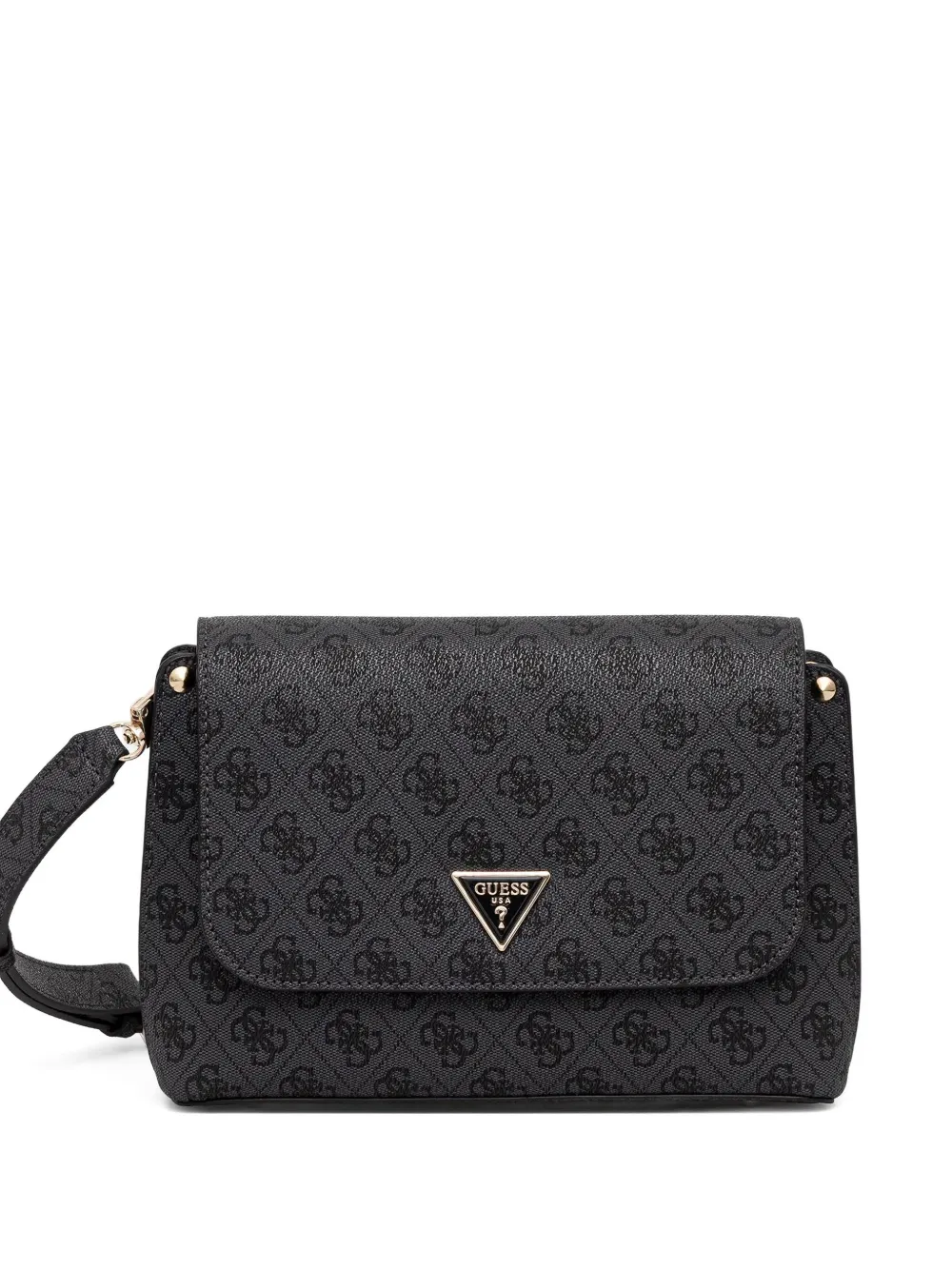 Guess Usa Monogram Logo-plaque Cross-body Bag In Black