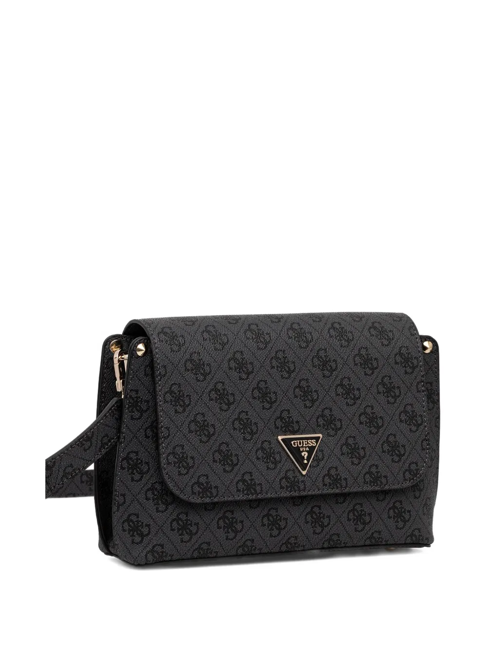 Guess Usa Monogram Logo-plaque Cross-body Bag In Black