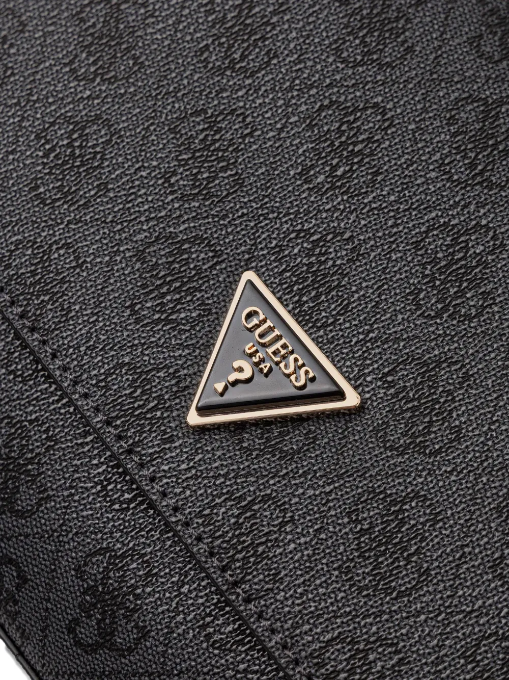 Guess Usa Monogram Logo-plaque Cross-body Bag In Black