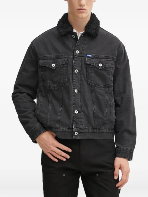 HUGO texture-collar jacket