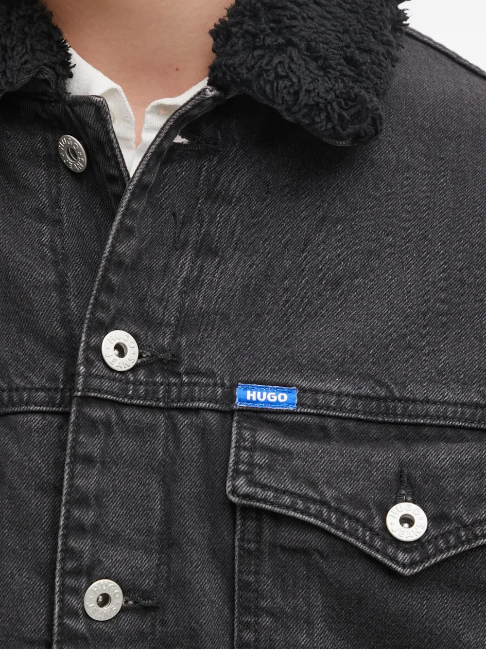 HUGO Jack met kraag met textuur Grijs
