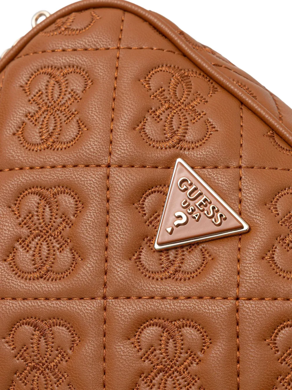 Guess Usa Quilted-design Crossbody Bag In Brown