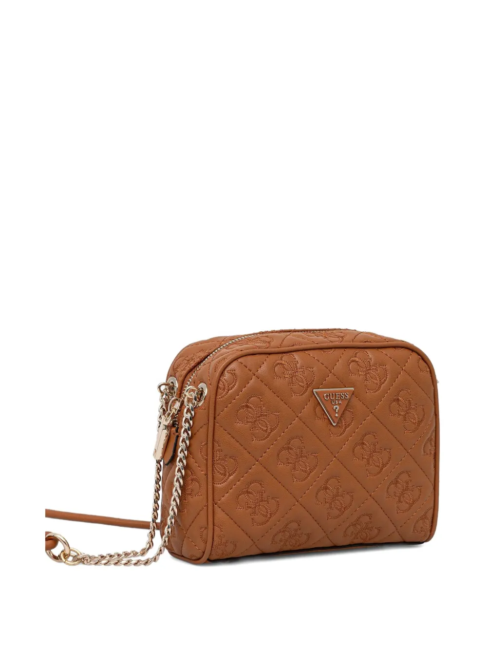 Guess Usa Quilted-design Crossbody Bag In Brown