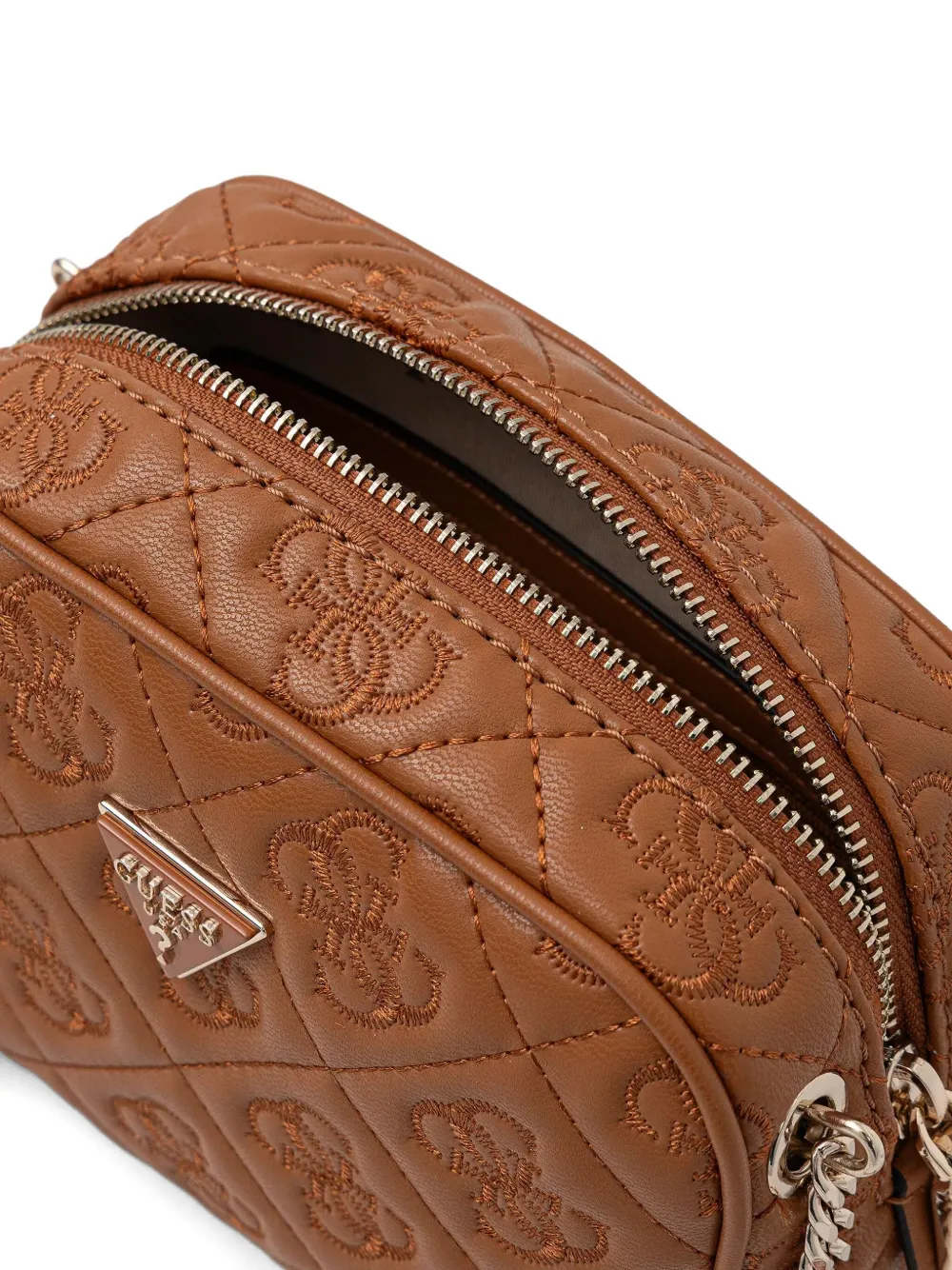 Guess Usa Quilted-design Crossbody Bag In Brown