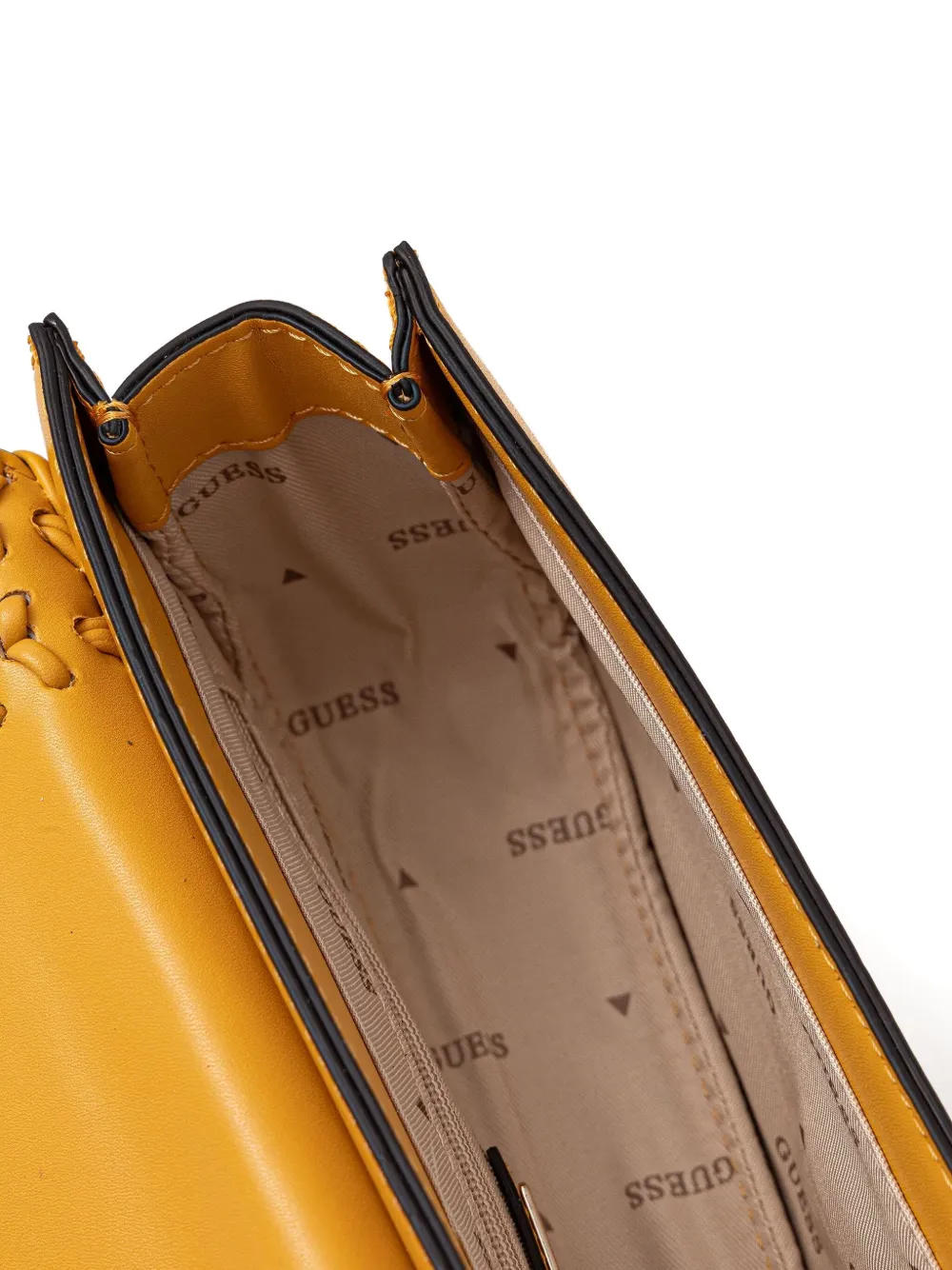 Guess Usa Tatum Mini Woven Chain-strap Cross-body Bag In Yellow