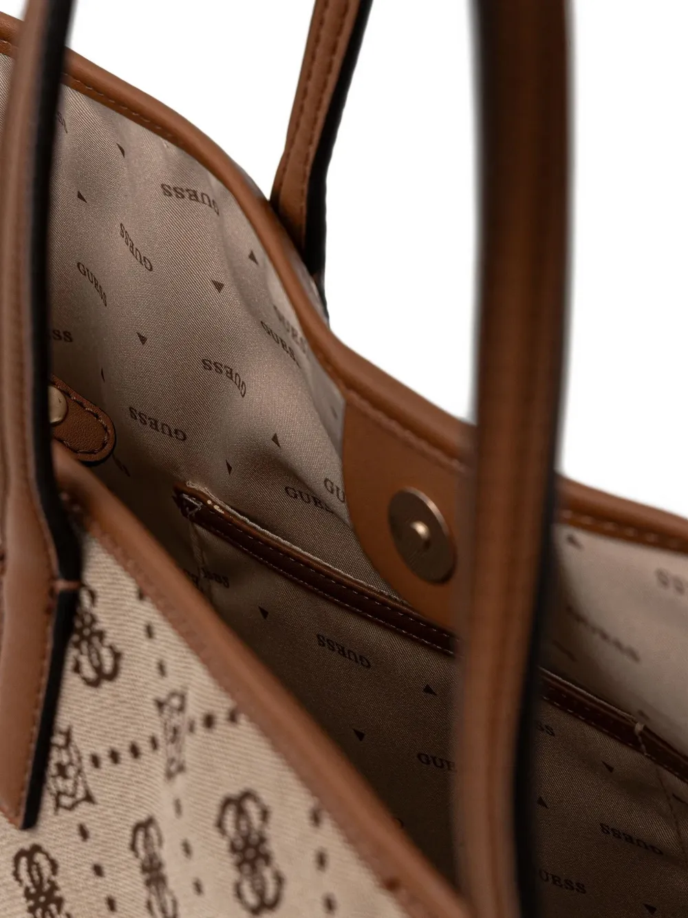 Guess Usa Monogram Logo-plaque Tote Bag In Brown