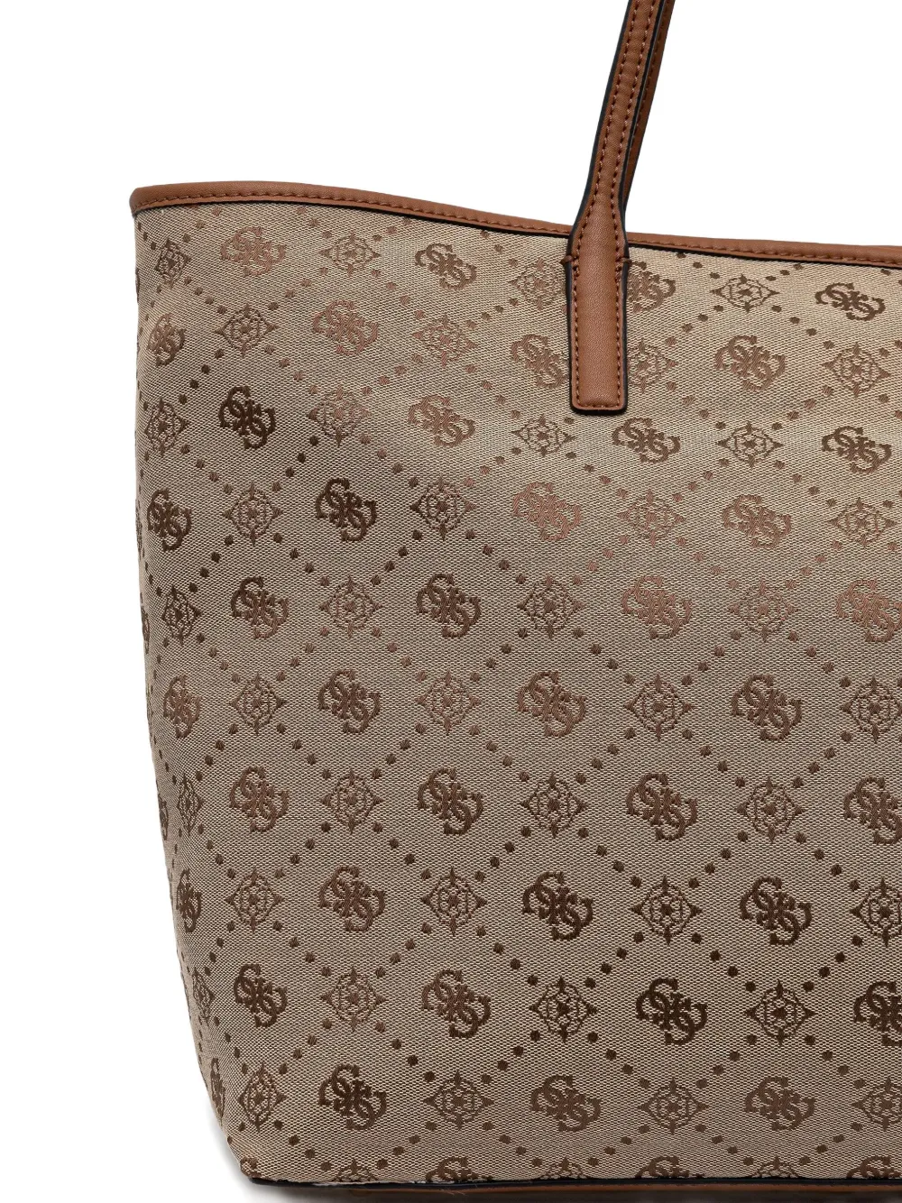 Guess Usa Monogram Logo-plaque Tote Bag In Brown