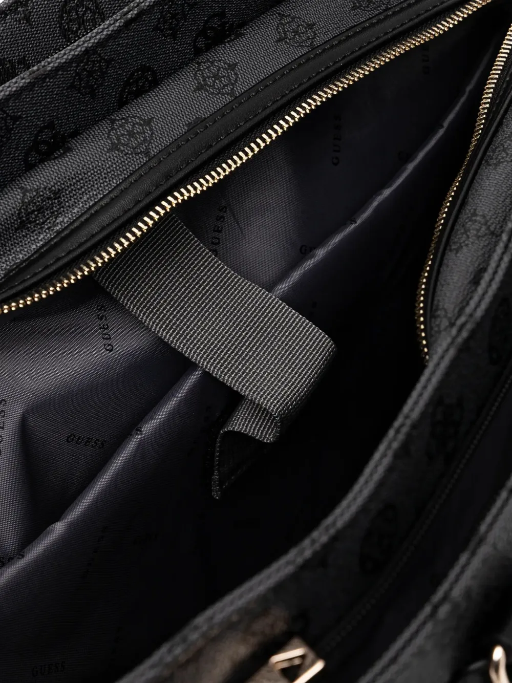 GUESS USA Shopper met monogram en rits Zwart