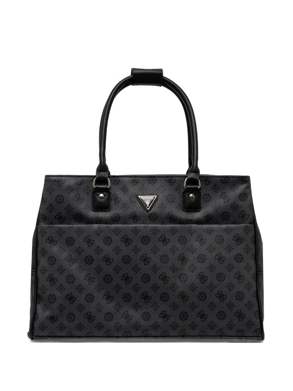 GUESS USA モノグラム ジップ トートバッグ - ブラック