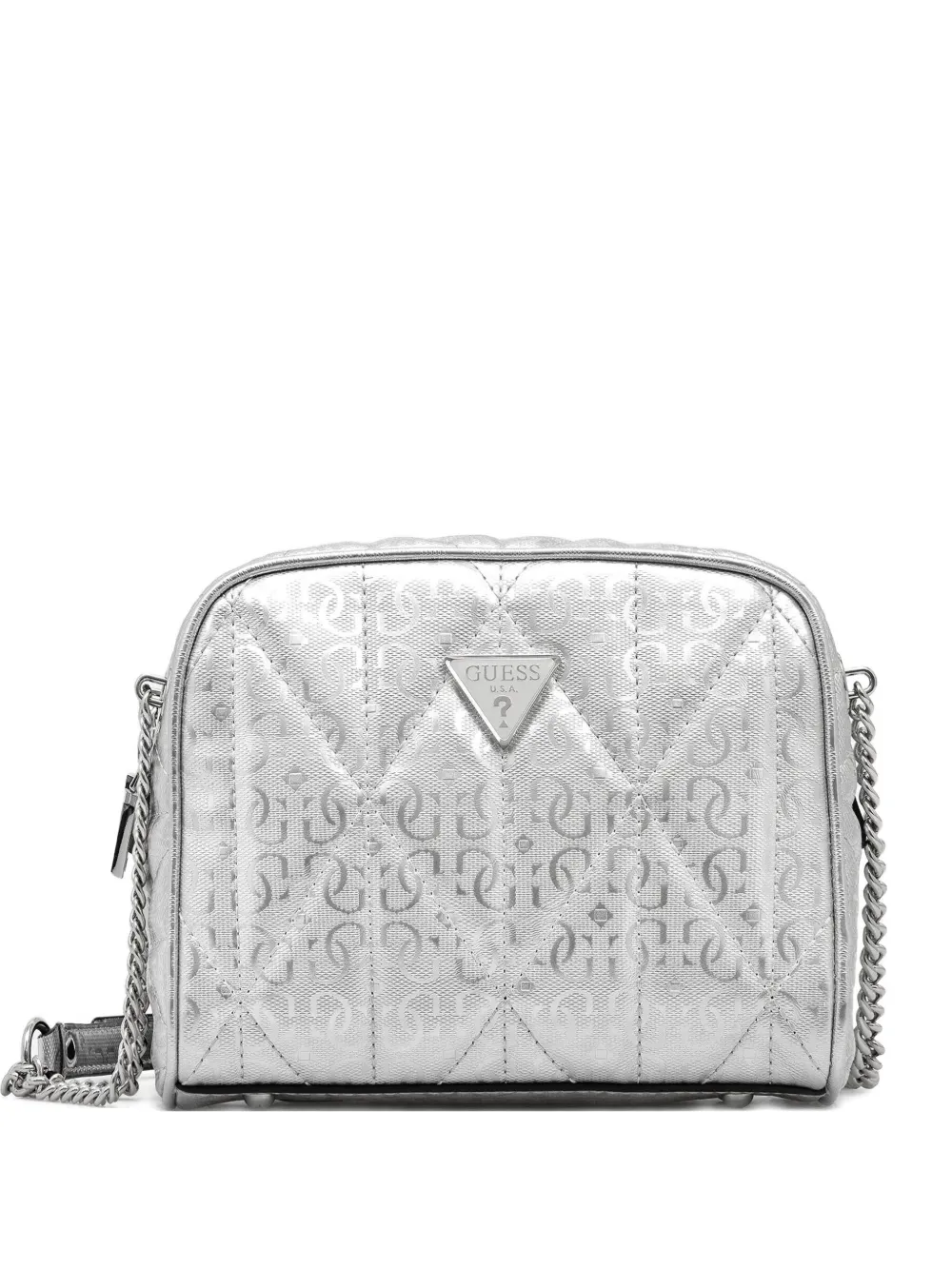 Guess Usa Aldina 4g Quilted Chain-strap Mini Bag In Gray
