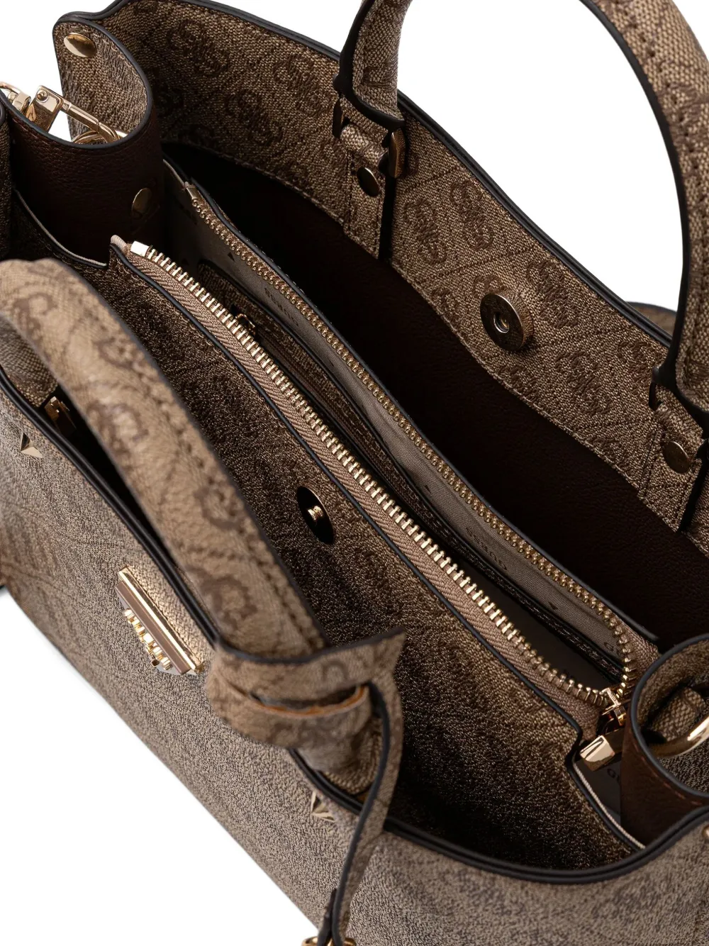 Guess Usa Monogram-pattern Crossbody Bag In Brown