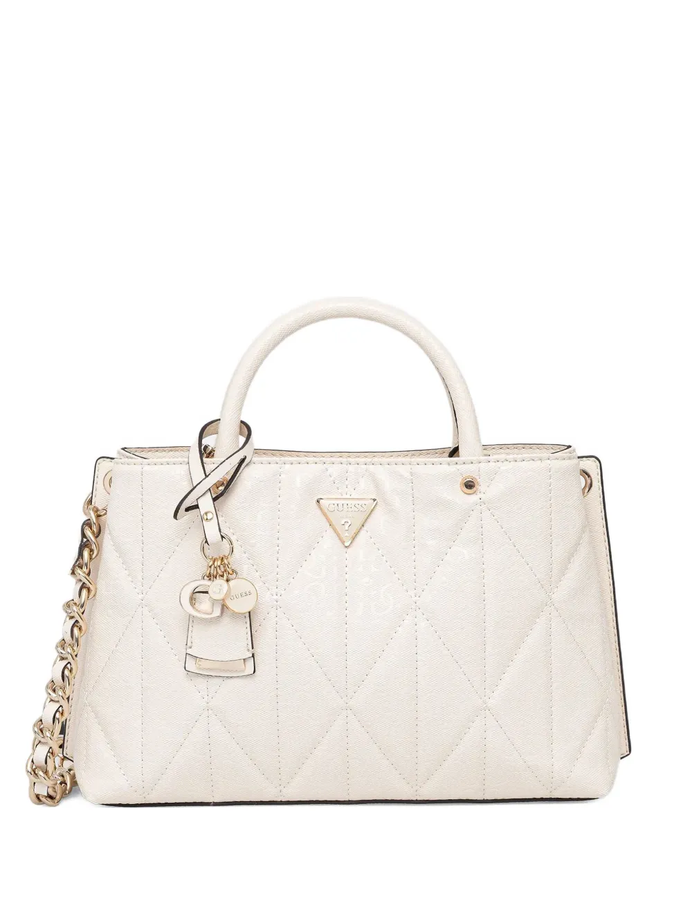Guess Usa Quilted-design Crossbody Bag In White
