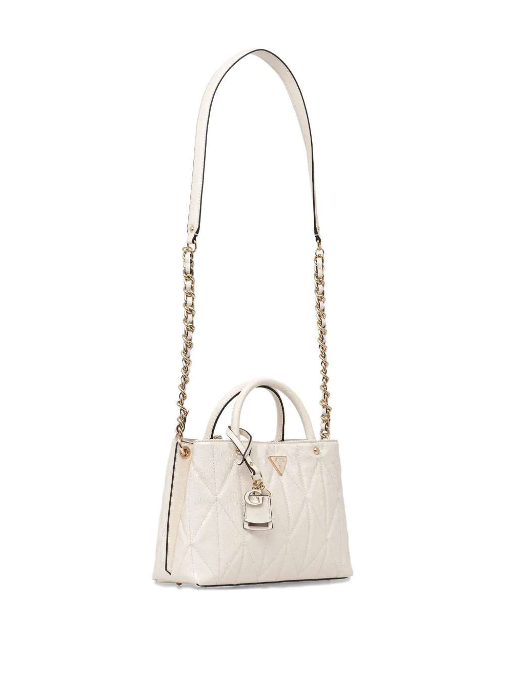 Guess Usa Quilted-design Crossbody Bag In White