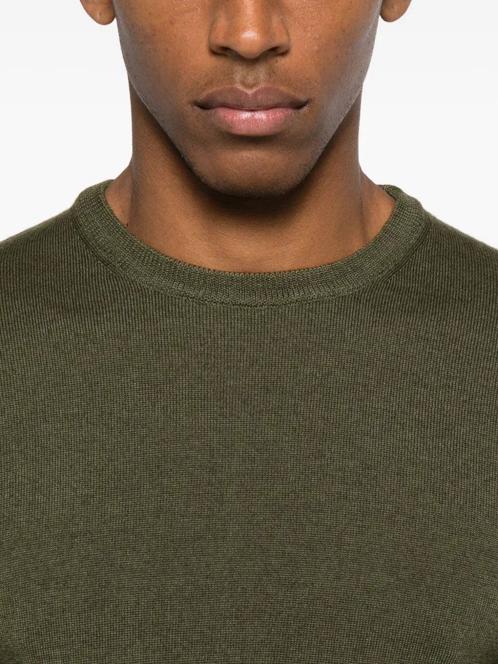 Woolrich Long Sleeve Crew Neck Sweater With Ribbed Hem In Green
