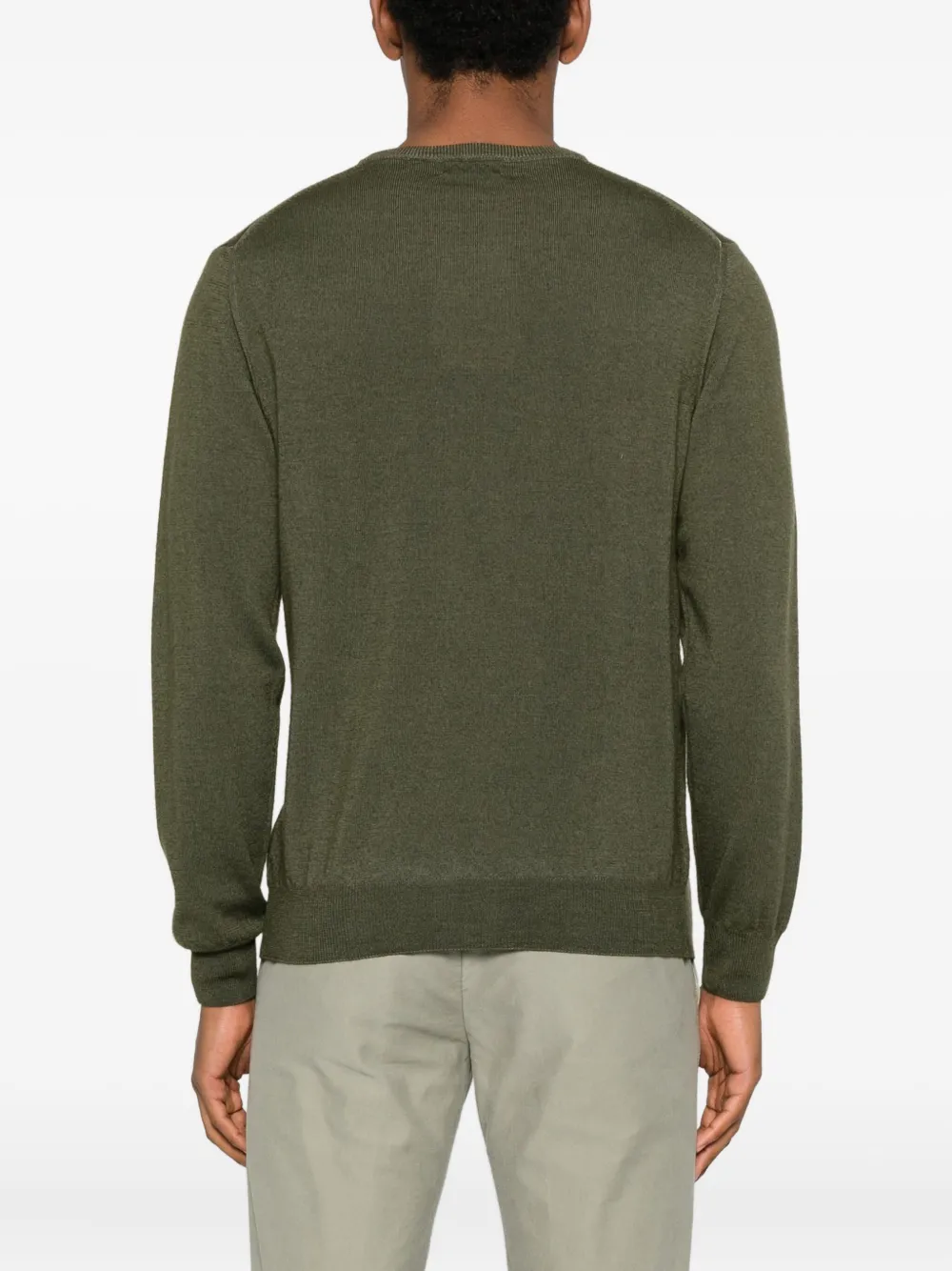 Woolrich Long Sleeve Crew Neck Sweater With Ribbed Hem In Green