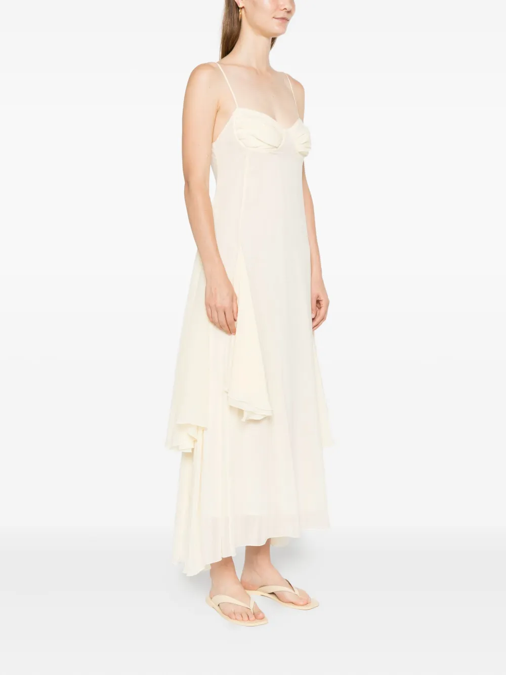 Occleus Harvey Ruffled Midi Dress In Neutral
