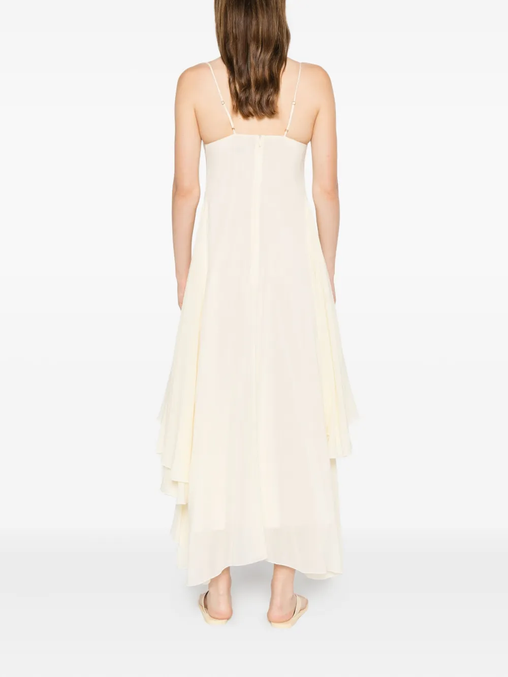 Occleus Harvey Ruffled Midi Dress In Neutral