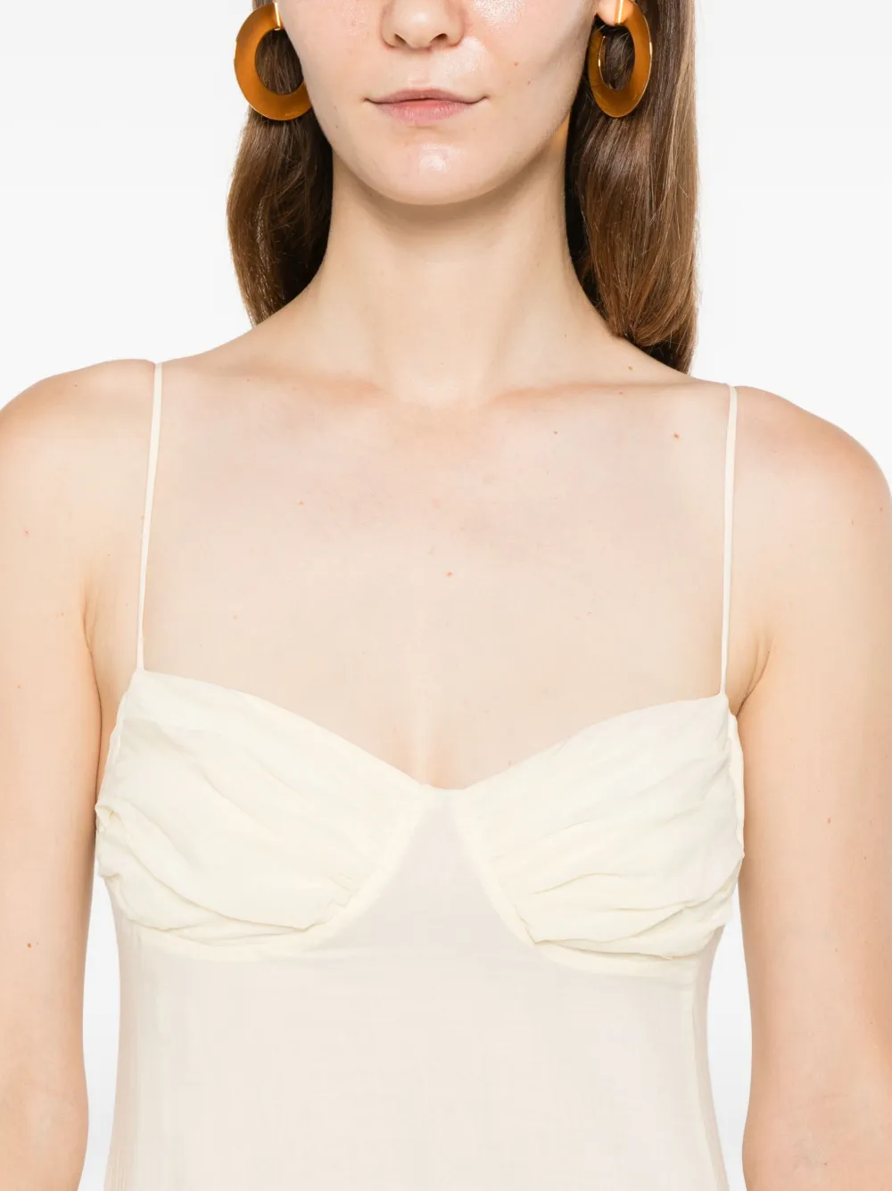 Occleus Harvey Ruffled Midi Dress In Neutral