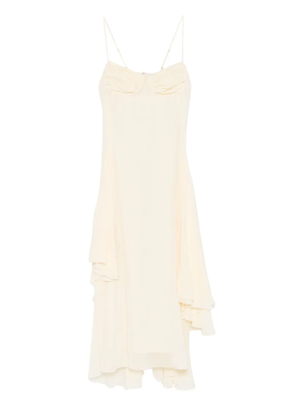 Occleus Harvey Ruffled Midi Dress In Neutral