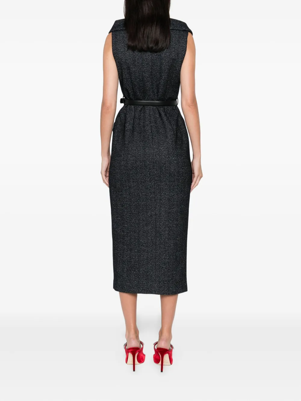 Self-portrait Double-breasted Belted Midi Dress In Blue