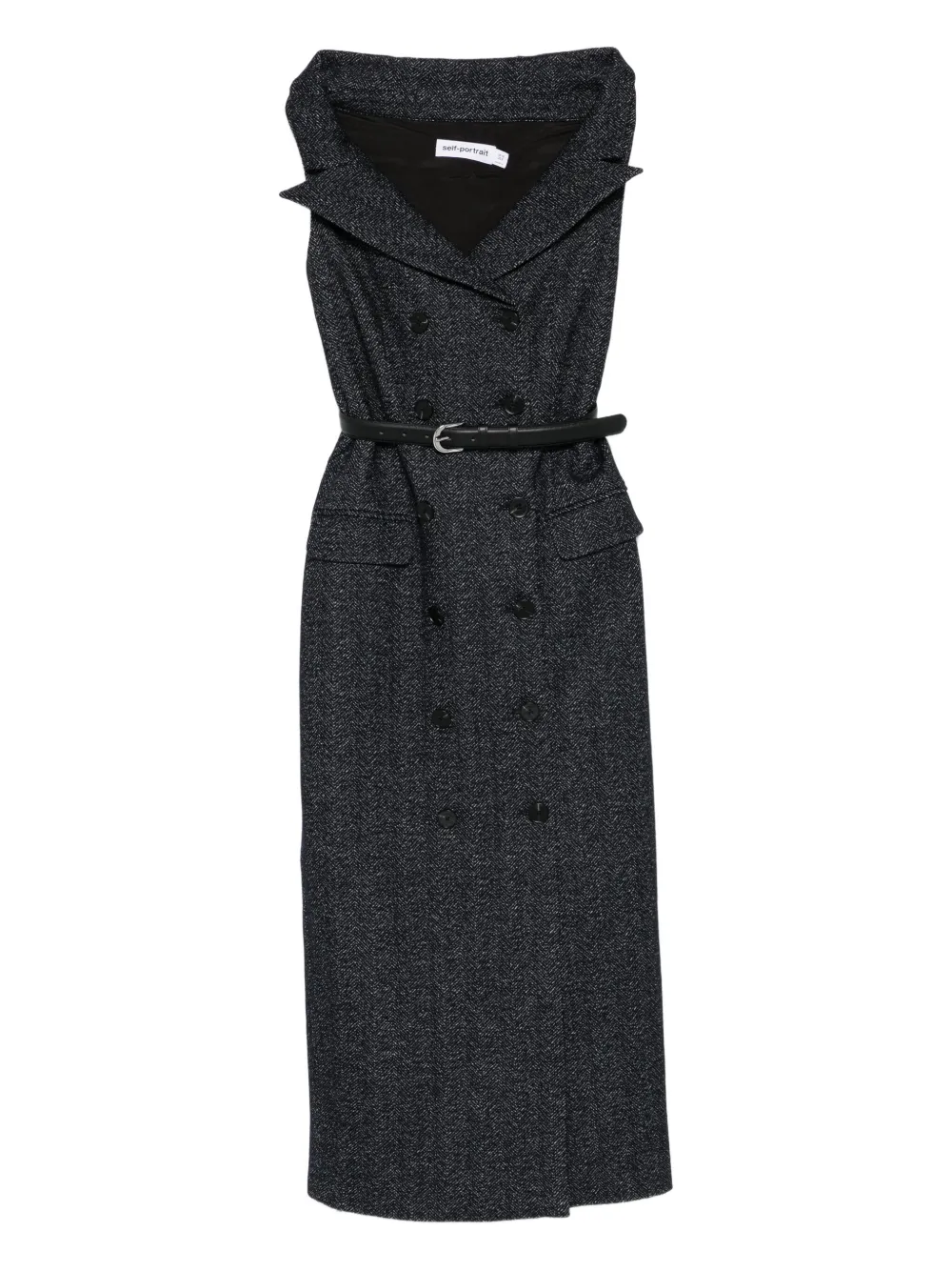 Self-Portrait vestido midi con doble botonadura y cinturón | azul | Image 1