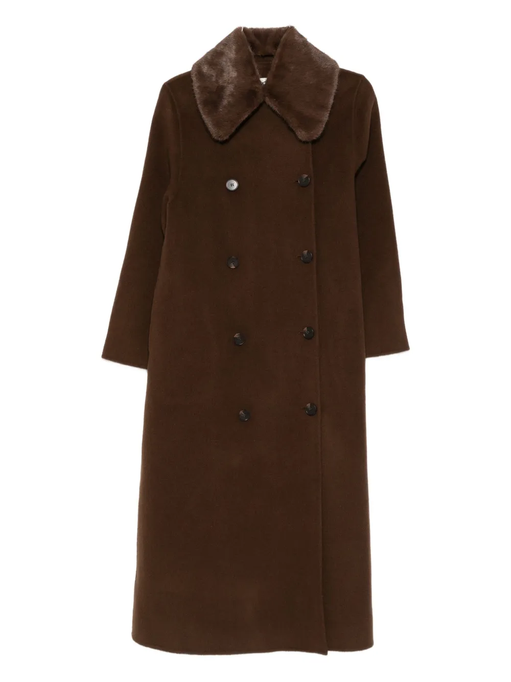 By Malene Birger fur-collar double-breasted coat | Brown | Image 1