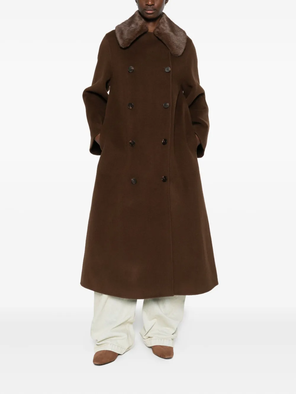 By Malene Birger fur-collar double-breasted coat | Double Breasted & Peacoats | Image 2