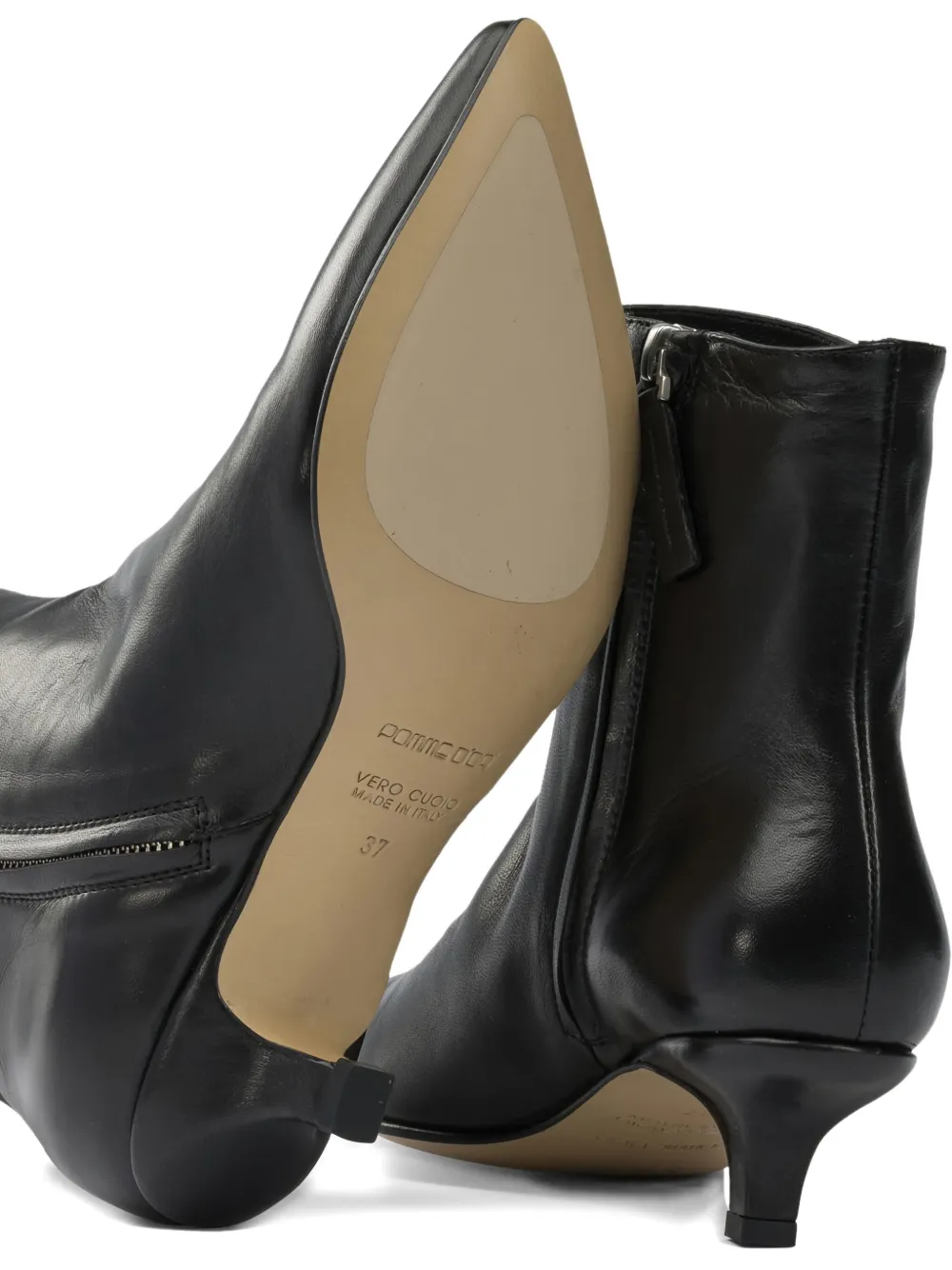 Pomme D'or Pointed Leather Boots In Black