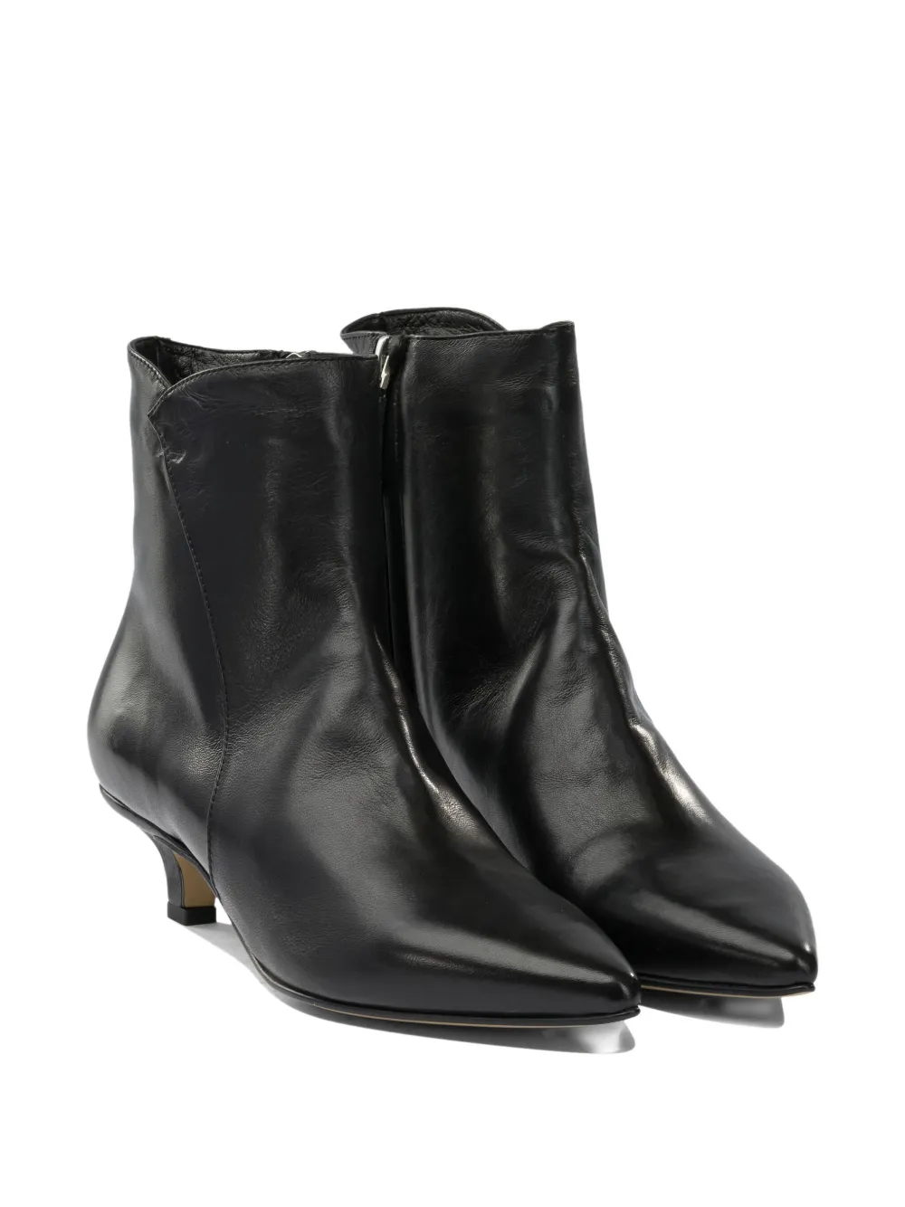 Pomme D'or Pointed Leather Boots In Black
