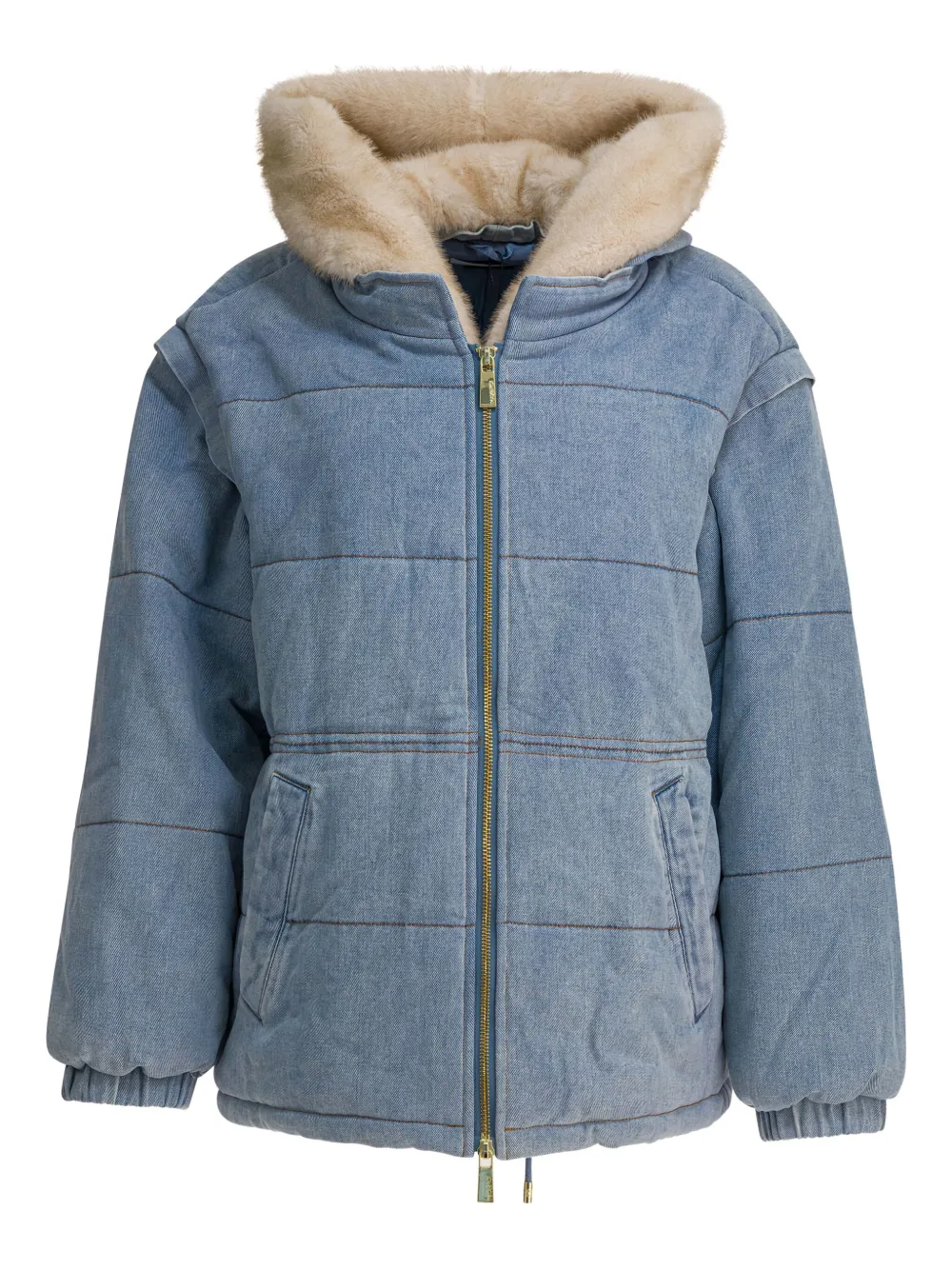 Max & Moi Deva Hooded Down Jacket In Blue
