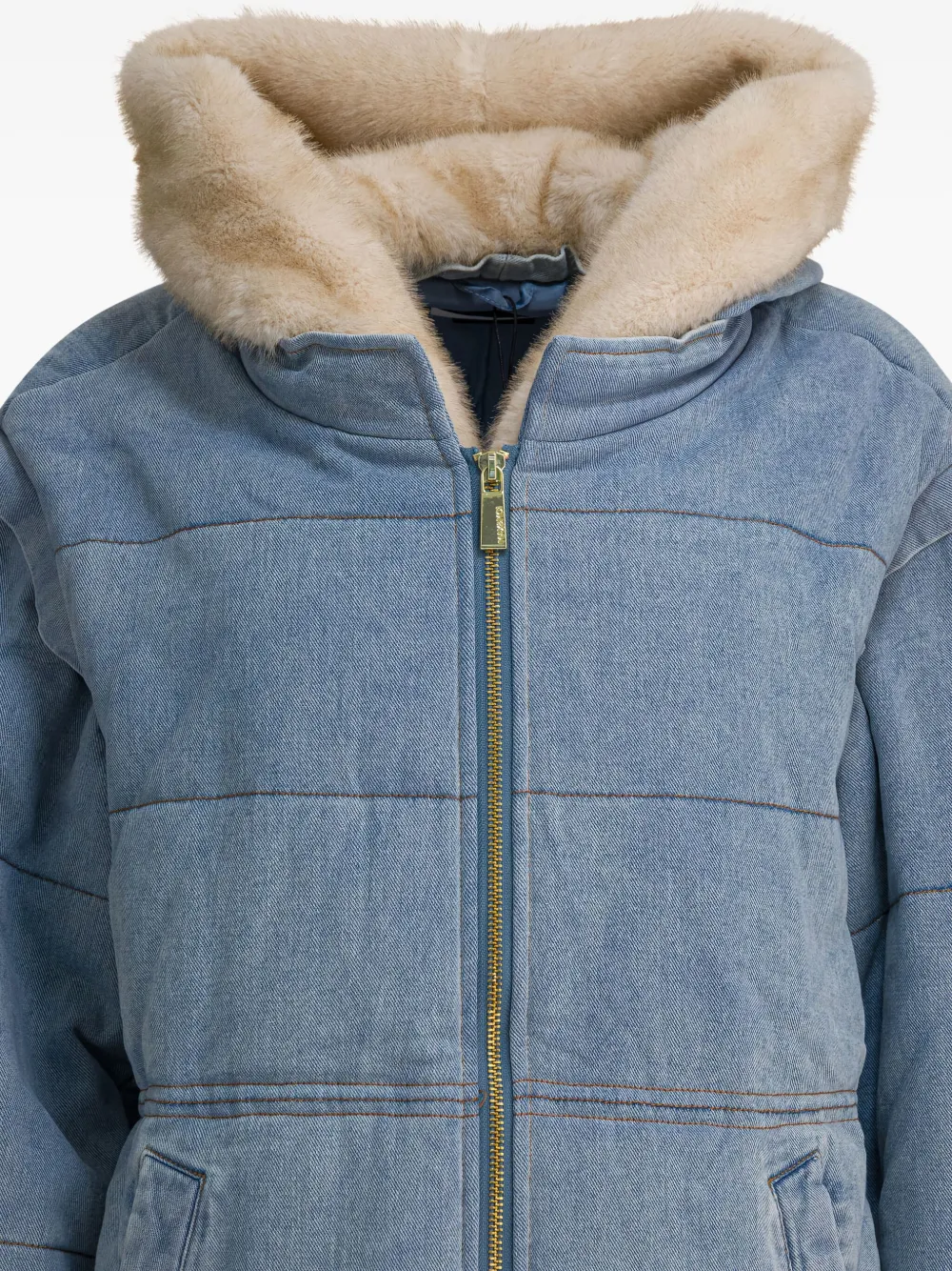 Max & Moi Deva Hooded Down Jacket In Blue