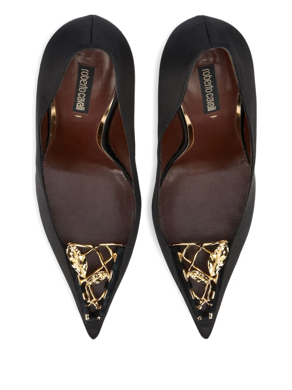 Roberto Cavalli Pumps met bladerdetail Zwart