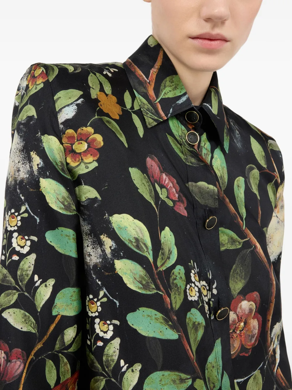 Roberto Cavalli Shrub blouse met bloemenprint Zwart