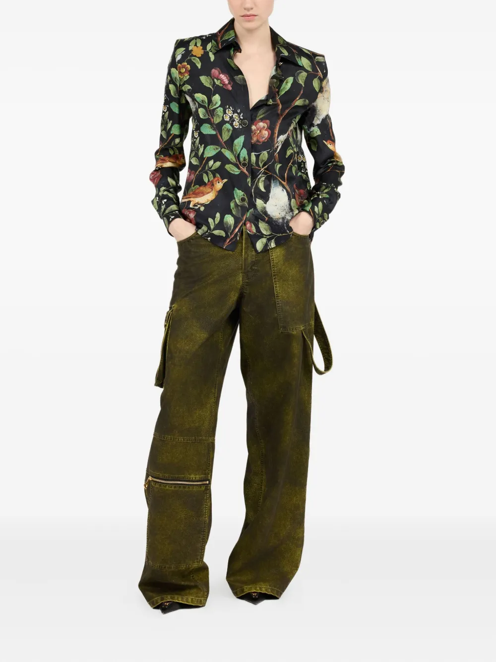 Roberto Cavalli shrub floral-print shirt - Zwart