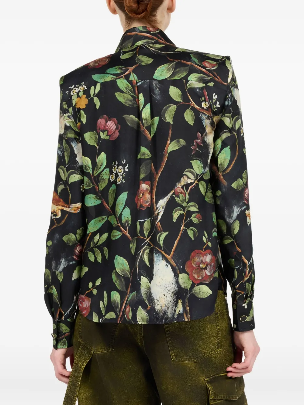 Roberto Cavalli Shrub blouse met bloemenprint Zwart
