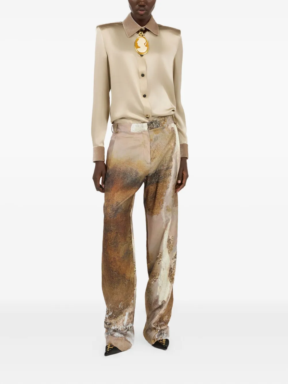 Roberto Cavalli Zijden blouse Beige