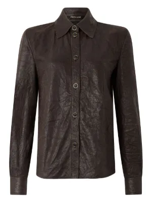 Chemisier Femme Roberto Cavalli - Taille 42 - Gris/Métallique - Manches Ballon - Occasion Très Bon État
