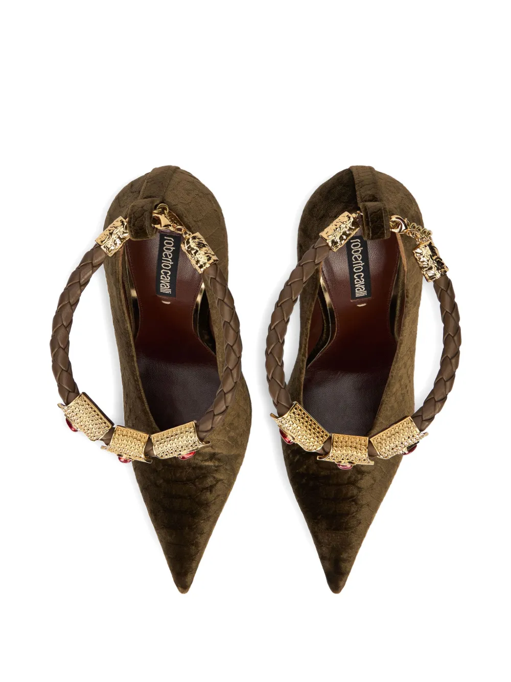 Roberto Cavalli Pumps met puntige band Groen