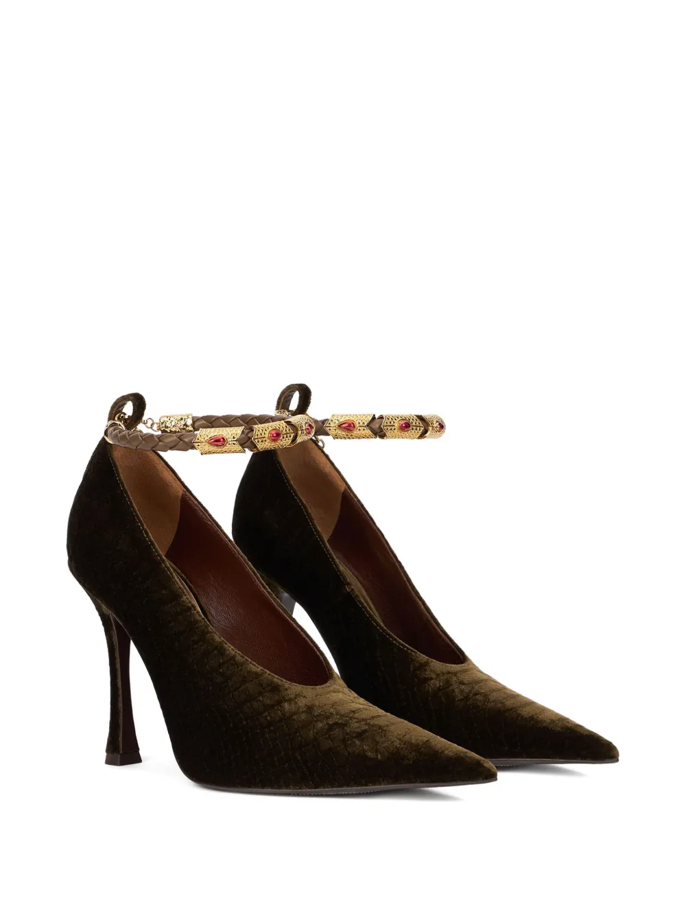 Roberto Cavalli Pumps met puntige band Groen