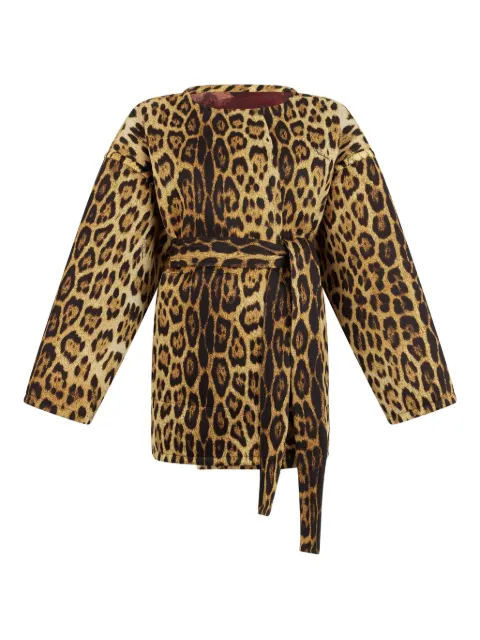 Roberto Cavalli abrigo con estampado de piel de jaguar