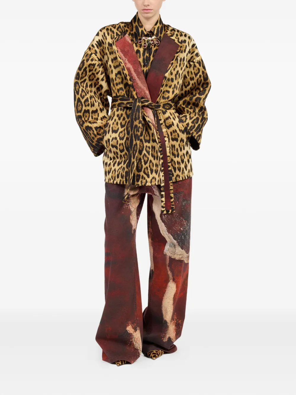 Roberto Cavalli Jas met jaguar huidprint - Bruin