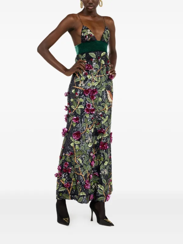 cavalli evening dresses 2006 Roberto Cavalli Embellished Ivory Silk High-Slit Trained Gown