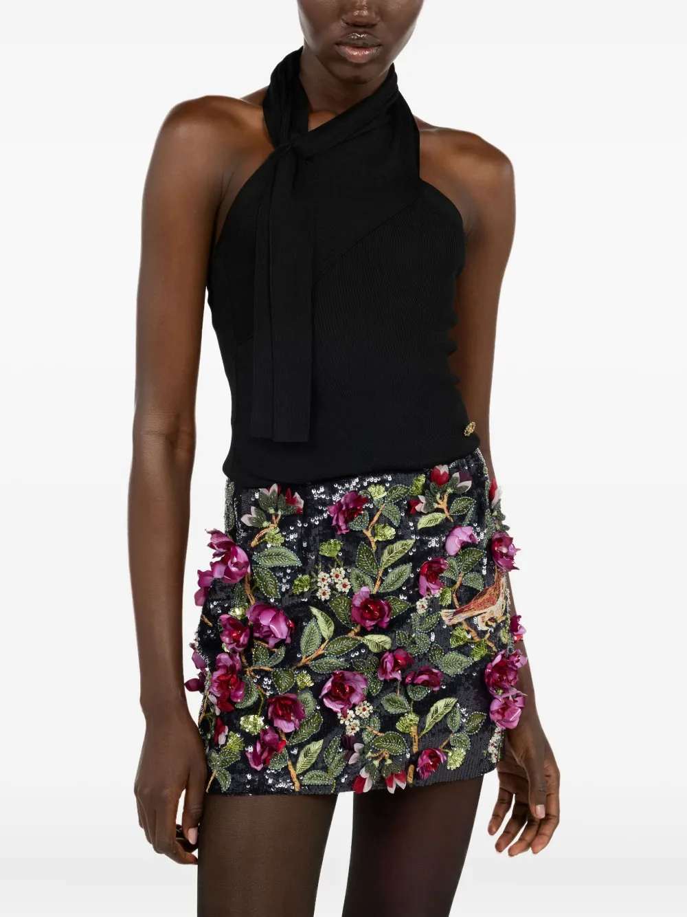  Roberto Cavalli Open-shoulder Knitted Top - Black 